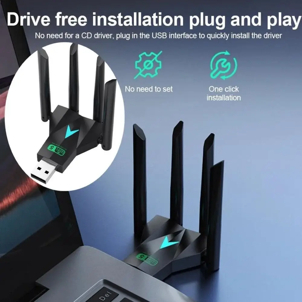 4 Antenna Design Adattatore USB WiFi Dual Band Ricevitore interfaccia USB Dongle WiFi 1300Mbps Potente Dual Band 2.4G/5Ghz