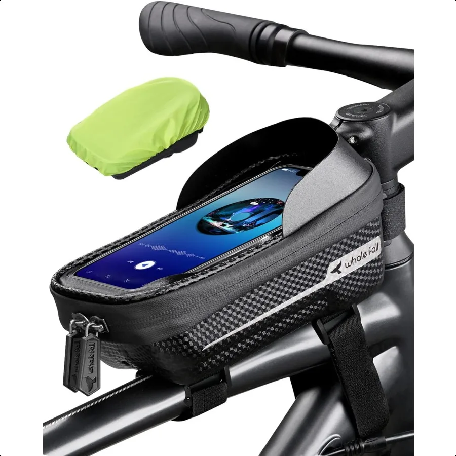 

whale fall Hard Casing Bike Bag Never Deform Waterproof Bike Phone Holder with 0.25mm Sensitive TPU TouchScreen Bicycle Accorie