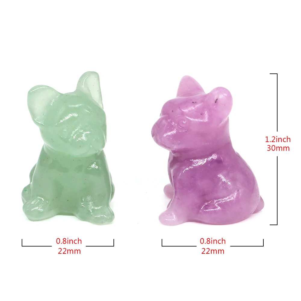 بلورات الحجر الطبيعي لتماثيل الكلاب ، شفاء ريكي ، بولدوغ صغير ، تمثال حيوان ، حرف أحجار كريمة ، ديكور منزلي ، هدية عيد الميلاد ، ، ، ، ،"