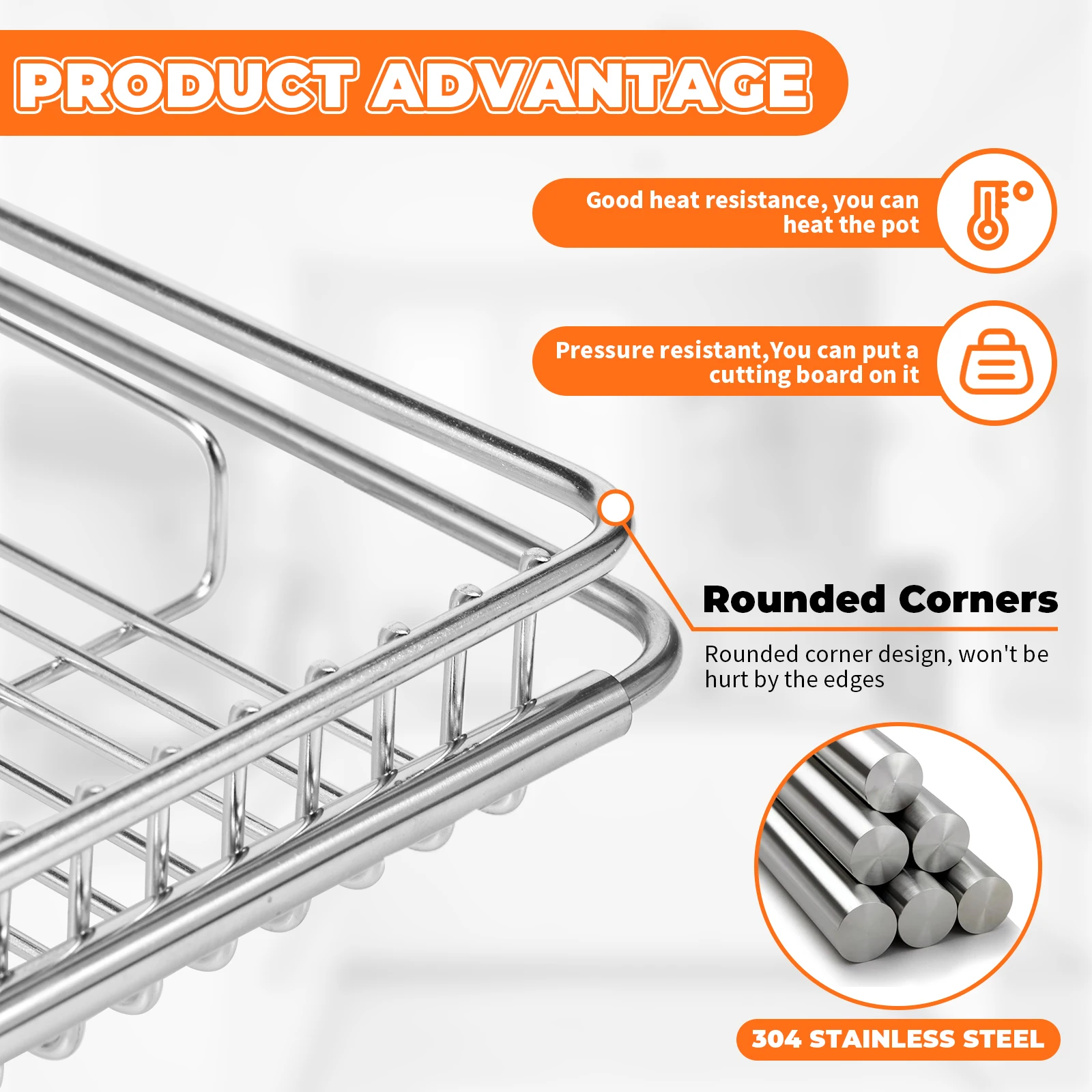Extendable Over the Sink Dish Drying Rack 304 StainlessSteel Sink Drainer Rack Multifunctional Dish Strainer for Kitchen Counter