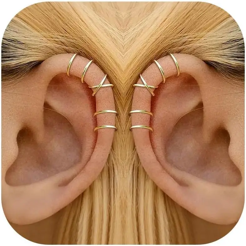 Ohrmanschetten, nicht durchdringend, Teenager-Geschenke, trendig, 14 Karat Gold, versilbert, Ohrclips, Schmuckset für Teenager, Frauen, Teenager-Mädchen, Geschenke