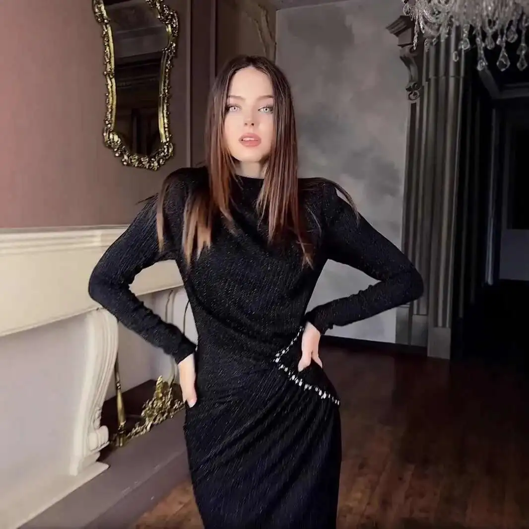 

2025 Autumn New Waist-cinching Dress Prom Retro Wedding Lolita Caftan Knitted Women's 2025 Summer Dress Robe Vestido Women Party