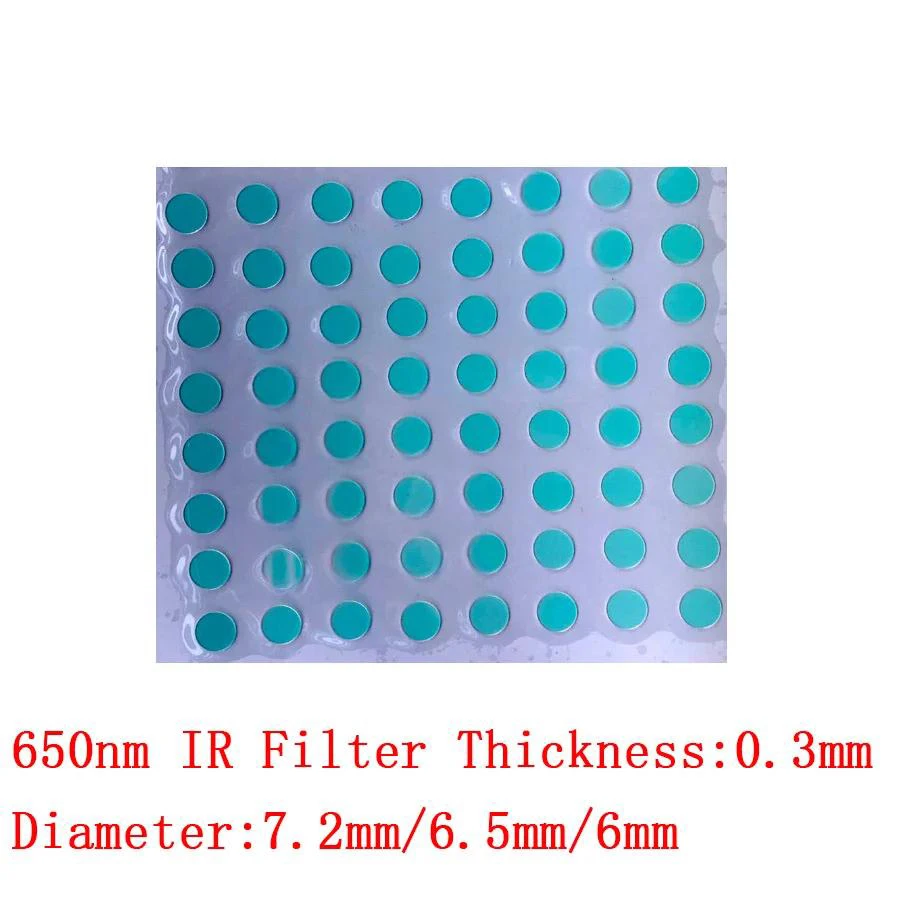 650 nm Infrarotfilter, optisches Glas, IR-Sperrfilter für Objektivdurchmesser 6 mm/6,5 mm/7,2 mm, Dicke 0,3 mm