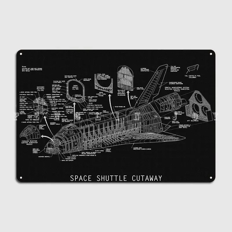 Space Shuttle Cutaway Poster Metal Plaque Wall Pub Living Room Designing Garage Decoration Tin Sign Posters