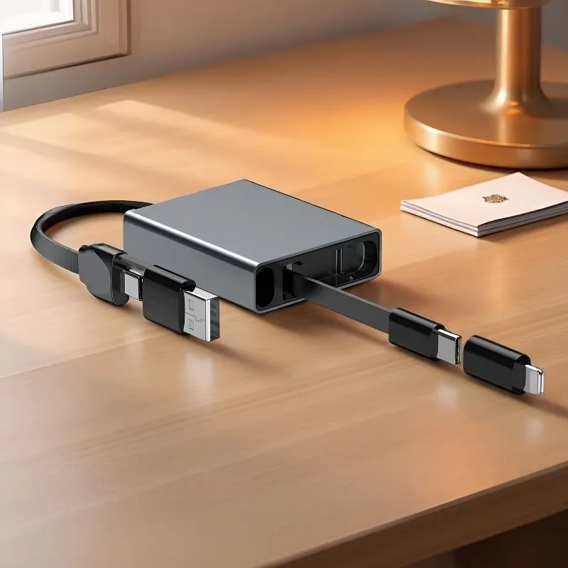 Nuevo Cable de datos USB tipo C 4 en 1 para iPhone 14 15 16 cargador de teléfono móvil portátil Cable de carga rápida PD de aluminio de un solo tirón 60W