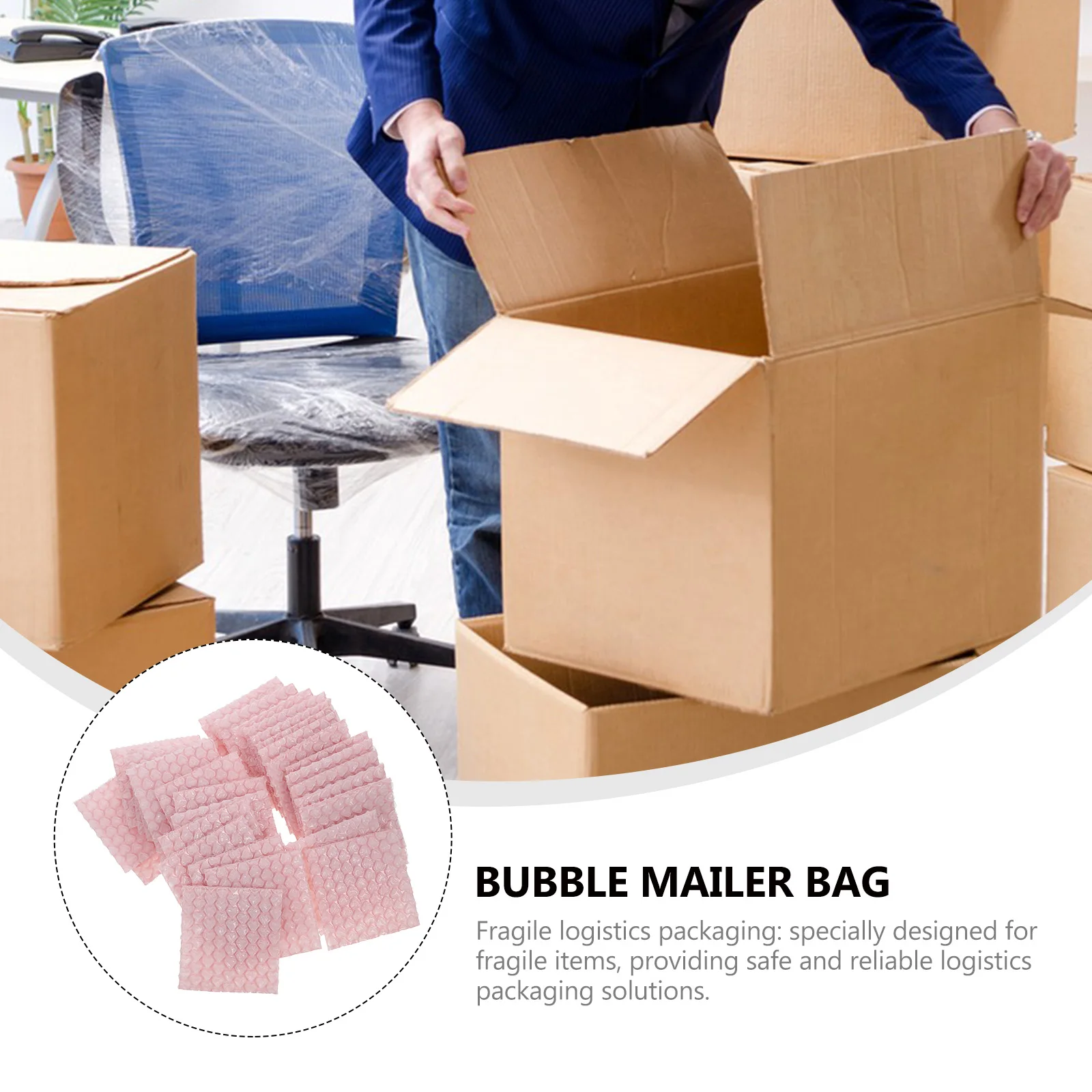 50 قطعة من أكياس وسائد التعبئة الوردية السميكة المقاومة للصدمات، مثالية للشركات الصغيرة