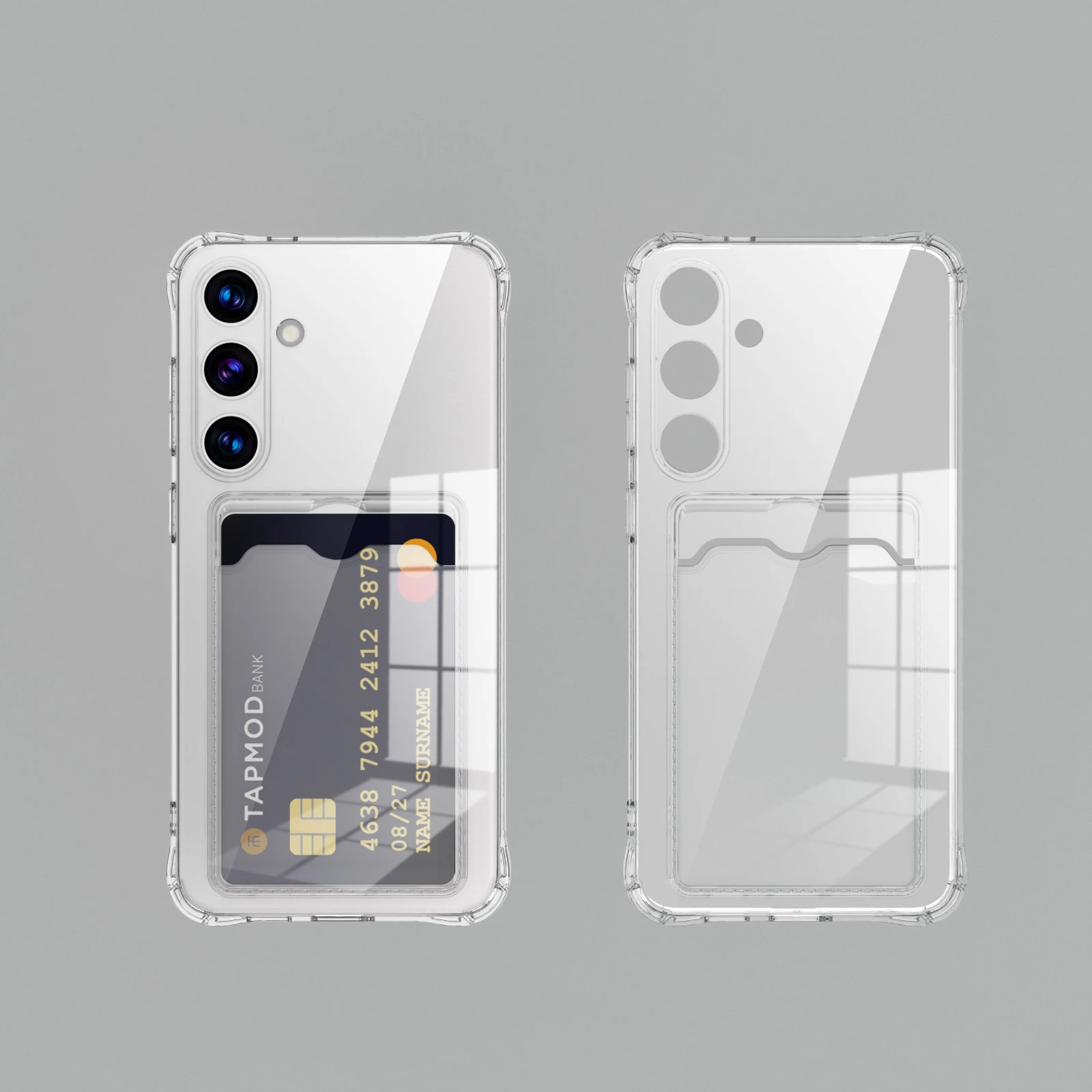 Transparent Card Slot Silicone Case For Samsung Galaxy S22 S23 S24 S25 S26 Ultra S25 Ultra S24 S25 S26 Plus  FE Protection Cover