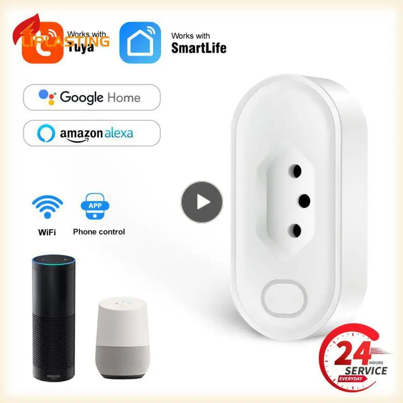 Tuya Brazil Smart Plug with Power Monitor, Smart Life App Remote Smart Socket Outlet Work for Home, Alexa