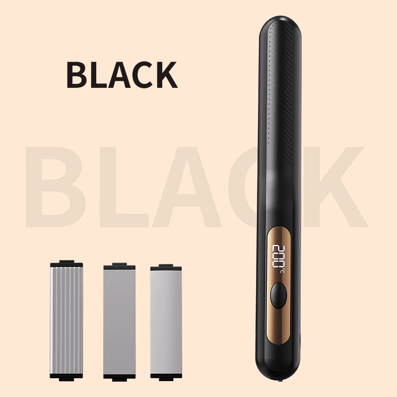 3-in-1 interchangeable head straightener and curling iron, cordless straightener/curling iron, hair straightener comb view 3