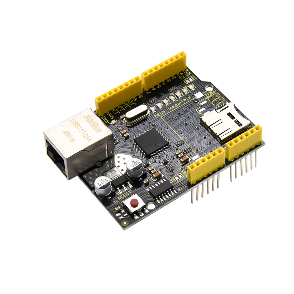 

Keyestudio W5100 Ethernet Shield для Arduino UNOR3 Mega 2560R3 со слотом для SD-карты Плата разработки сети TCP/IP