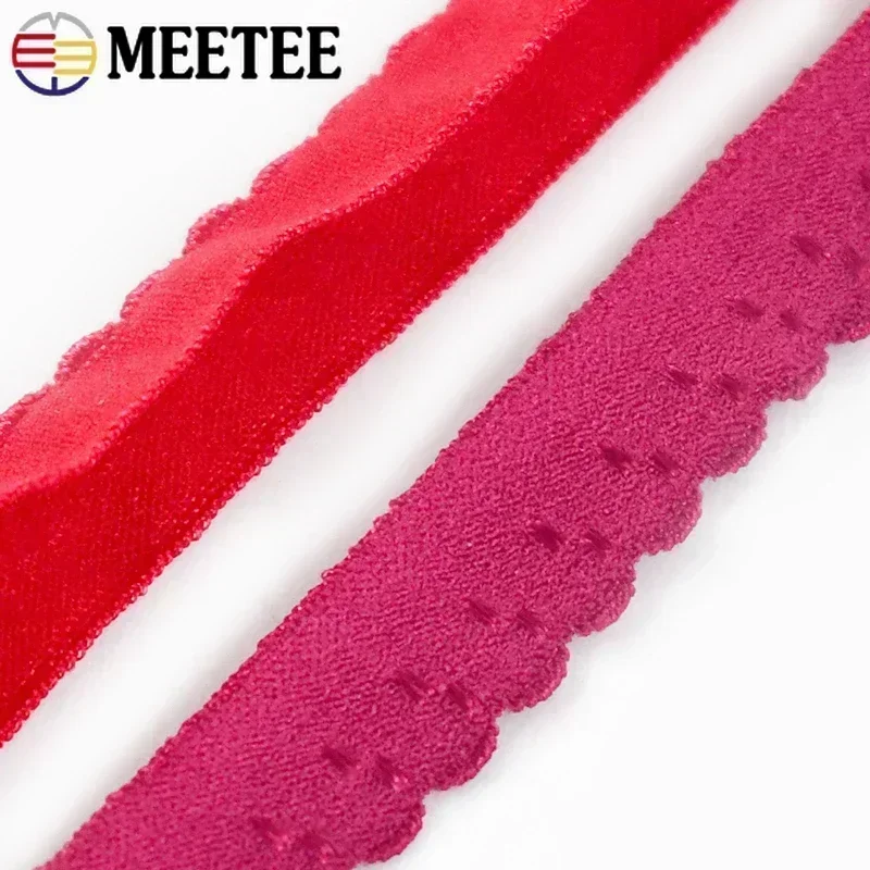 50/100M Meetee 10mm Nylon Elastic Band Lace Trim for Underwear Bra Shoulder Strap Belt Tape DIY Craft Sewing Material Accessory