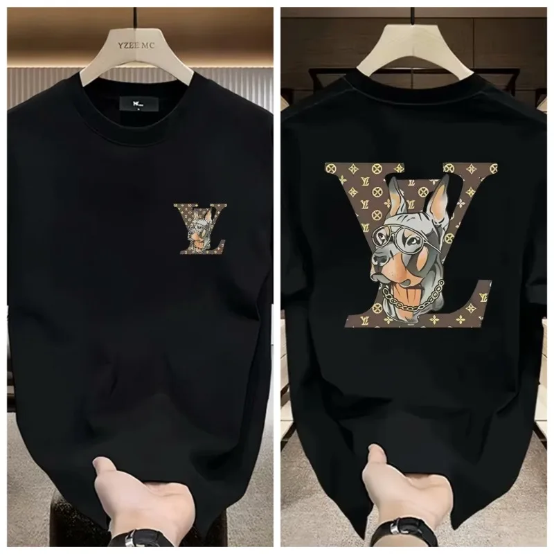 Camiseta de manga corta de algodón pesado americano para hombre, camiseta informal holgada con cuello redondo para hombre y mujer, novedad de 2025