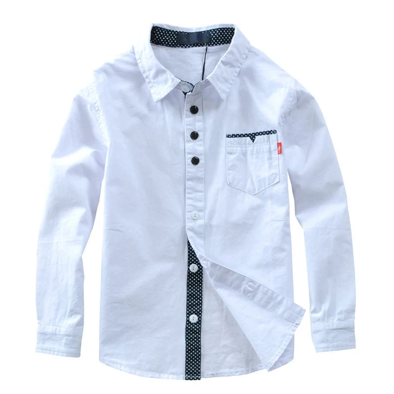 Jongens Shirts Kinderen Jongens Shirts Katoenen Effen Kinder Kleding Merk Kleding Kind Top Mode Jongens Shirts Lange Mouw Blouse 5-16T