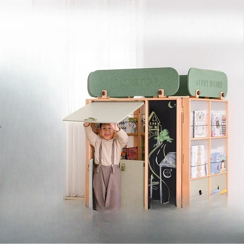 

Children's bookshelf reading area layout game house figure cabinet picture book rack