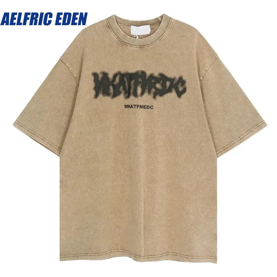 

Aelfric Eden Oversized Tee Shirts Streetwear Hip Hop Letter Print Punk Rock Gothic Cotton Tshirt Men Harajuku Casual T-Shirt Top