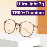 Women's Oval Glasses Brand Design Korea TR90 Frame Titanium Temple Round Spectacles Ultralight 7g Fashion Woman Girl Eyewear