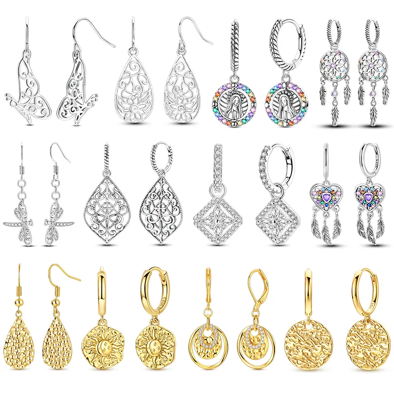 Ohrringe aus 925er Silber, funkelnder Sonnenlibelle, Schmetterling, Traumfänger, Tropfenohrring für Frauen und Mädchen, Jahrestag, Hochzeit, Schmuck, Geschenke