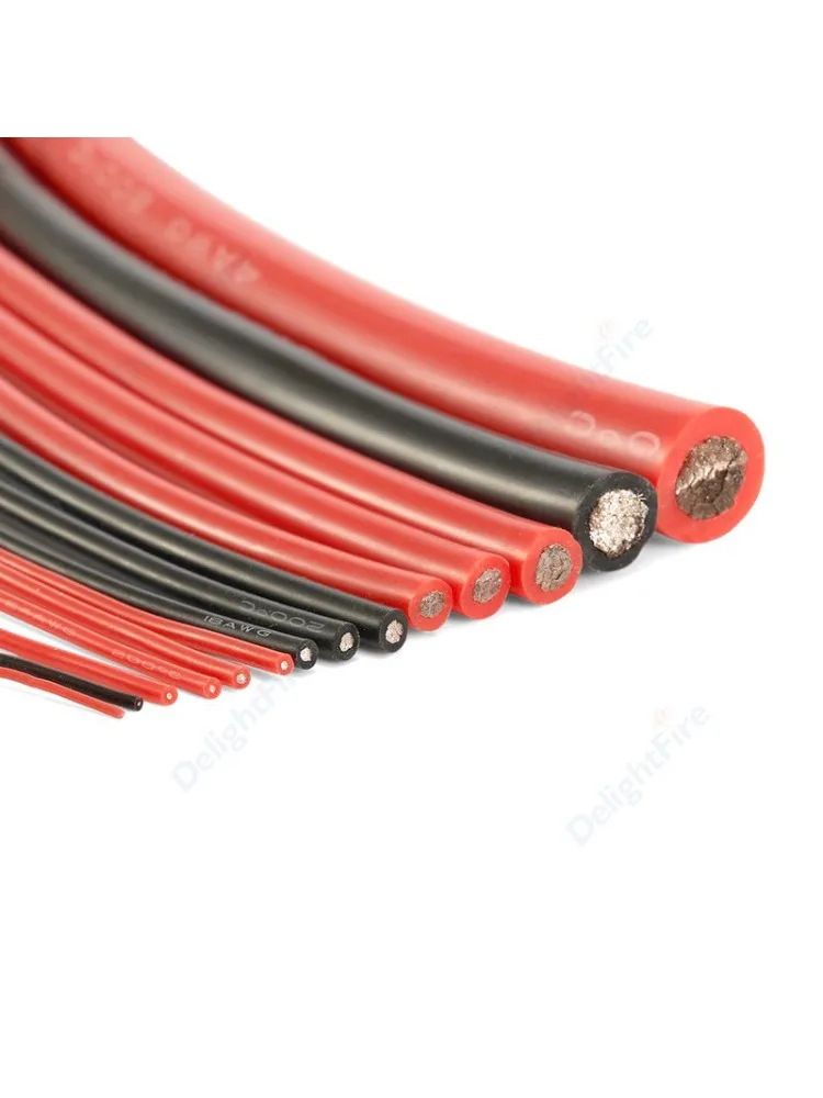 Zachte siliconen kabel 14 12 10 8 6 4 3 0 AWG Rood Zwart Hittebestendig 50 mm2 Elektrische draad voor auto Auto RV Solar Battery Inverter - afbeelding 2