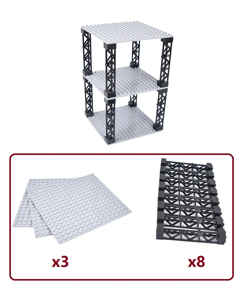 Multifunktionale Bausteine Stapelbares Mehrschichtiges Desktop-Aufbewahrungsregal Simulierte Militärbunker 16x16 Platten-Stützträger
