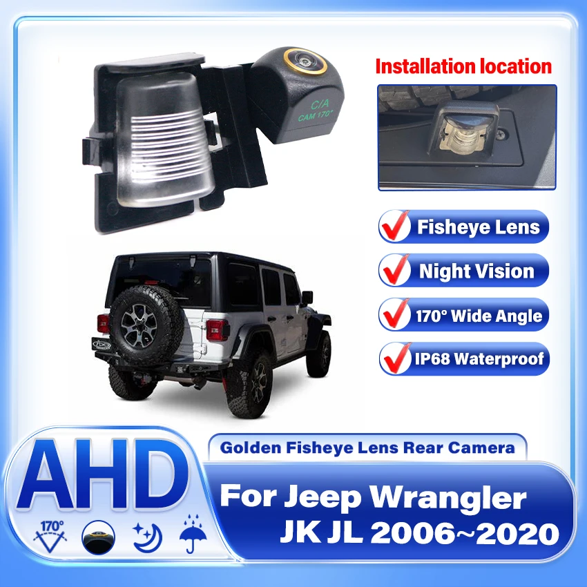 

Car Reversing Camera For Jeep Wrangler JK JL 2006~2017 2018 2019 2020 HD Night Vision AHD 1080P FishEye Vehicle Rear View Camera