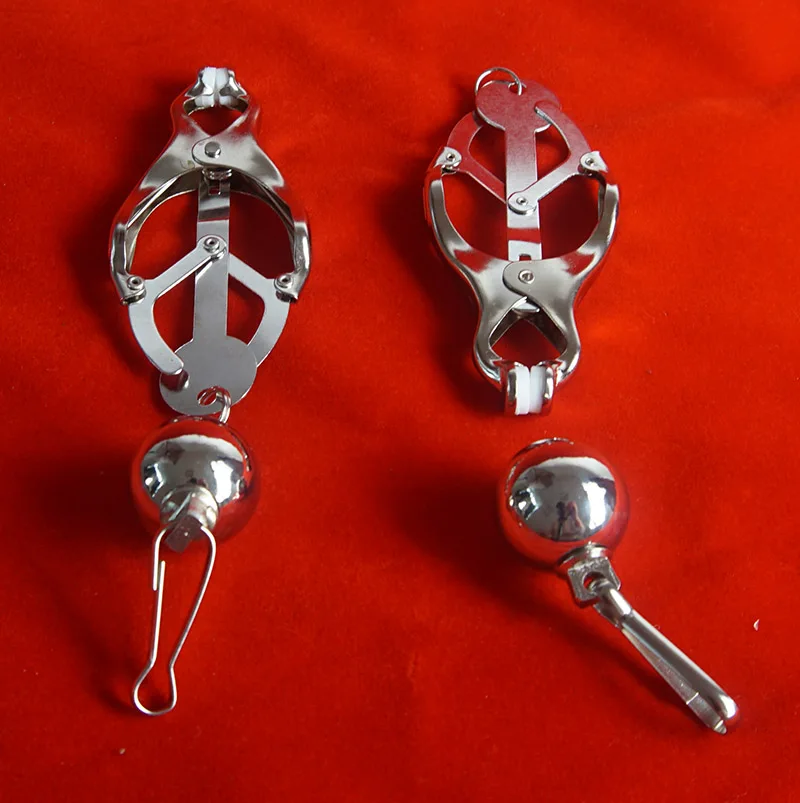 Clover Testicle Nipple Clamps Clips with 86g Weight Balls,BDSM,Submissive,Slave Sex Toys for Couples,Adult Games