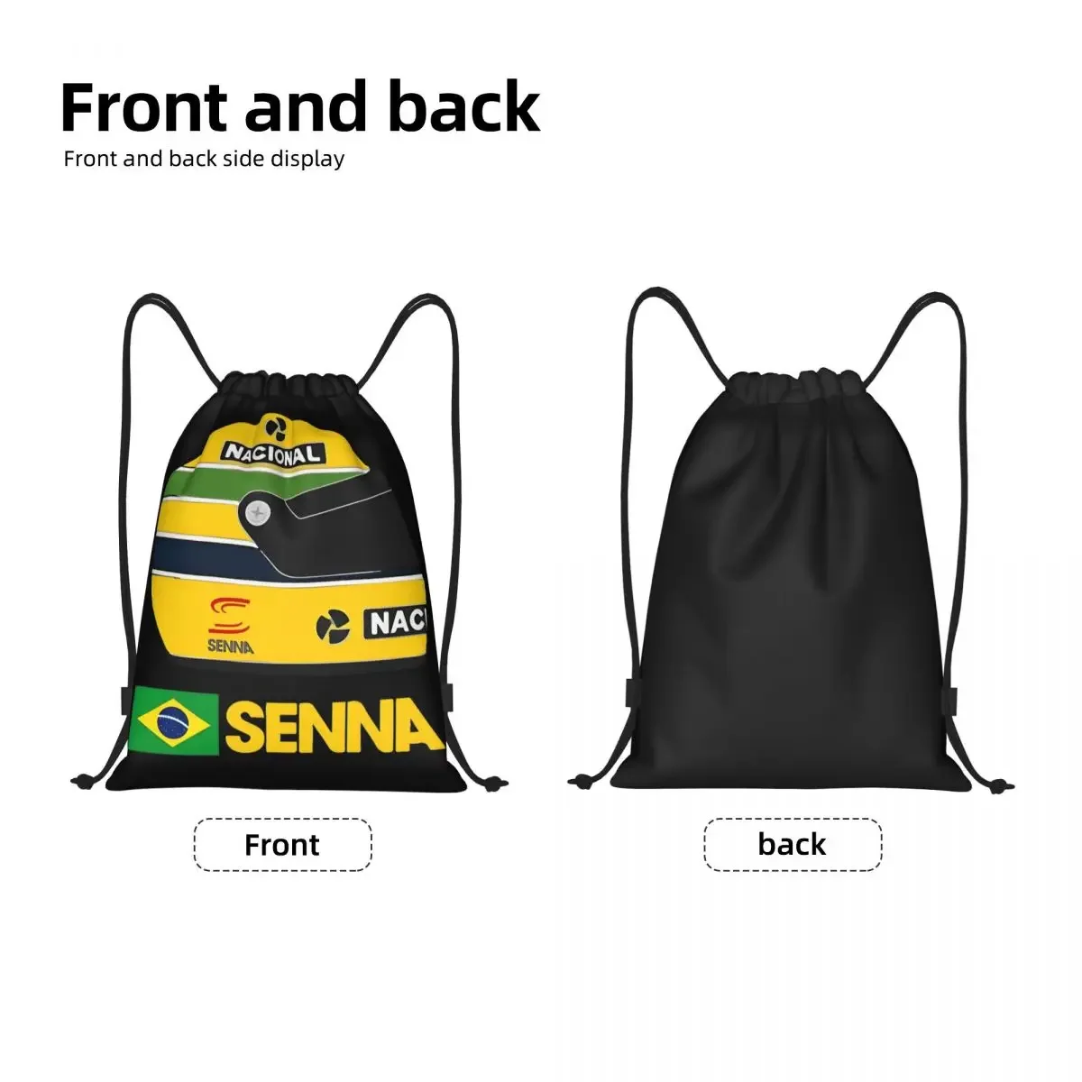 Ayrton Senna Racing Cars Drawstring Bags Sports Backpack Gym Sackpack String Bag for Yoga