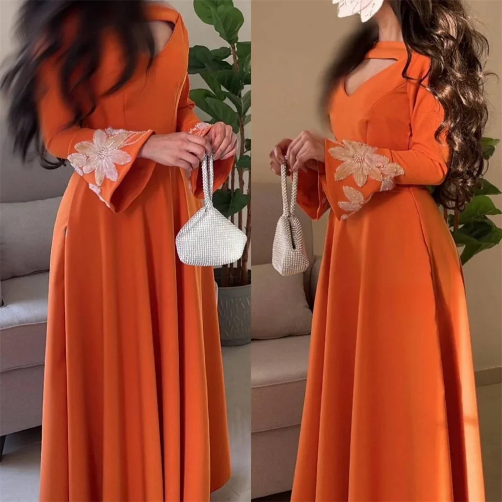 Vestido de noche personalizado de Arabia Saudita, Bateall Formal, corte en A, faldas hasta el tobillo, apliques drapeados, vestidos para ocasiones a medida Pr