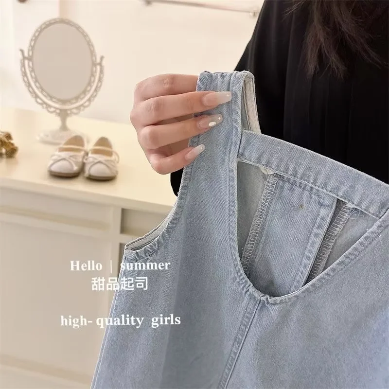 Baby Girl Denim Vest Dress Summer Thin Children's Korean Style Sleeveless Camisole Dress Kids Clothing