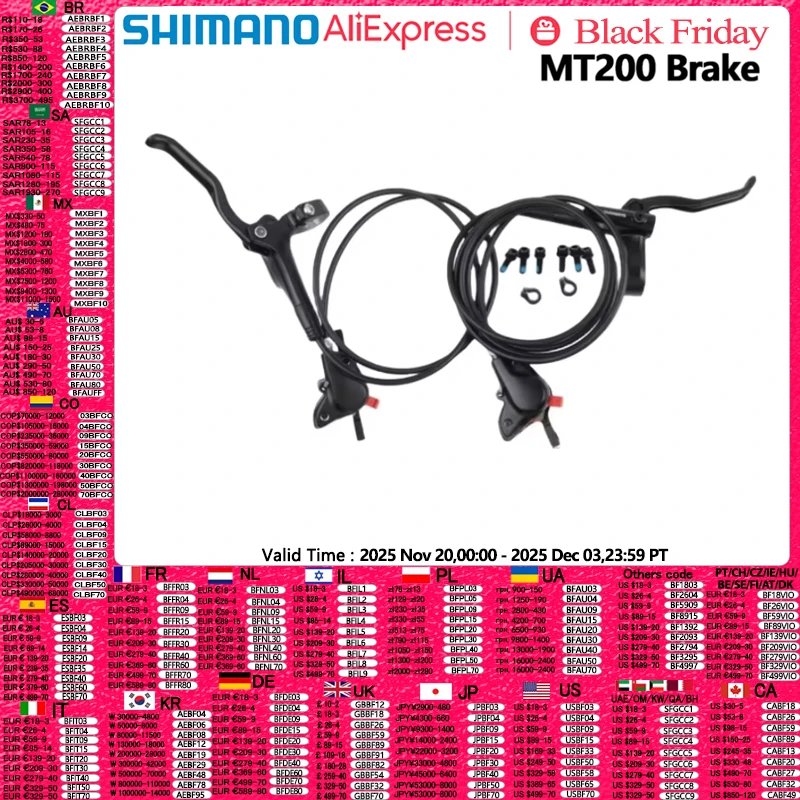 

Shimano MT200 Brake BR-MT200 Left Front 800MM 850MM Right Rear 1450MM 1550MM Mountain Bicycle Hydraulic Disc Brake E-bike Brake