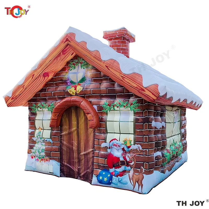 Fast Air Shipping 2026 New Design Inflatable Portable Christmas House, Shopping Mall Decoration Santa Grotto Cube House Tent