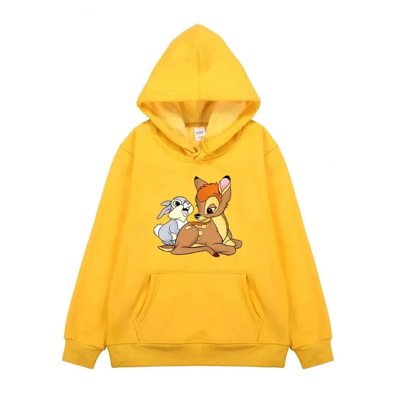 Bambi Prints Cartoon Mens Hoodies Kawai Pattern Male Sweatshirts Long Sleeves Hoodie Autumn Fun Anime Pullover Clothing