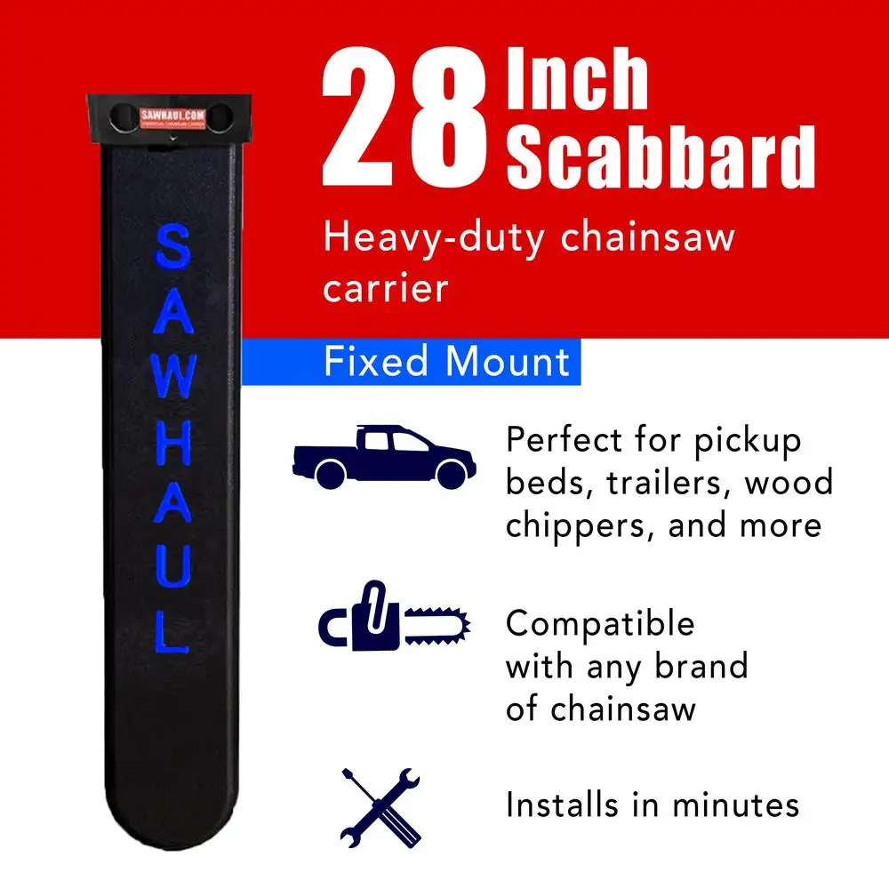 Base con vaina Kit porta motosierra Superficies planas 28 pulgadas Funda azul Soporte de montaje fijo Compatible con todas las motosierras