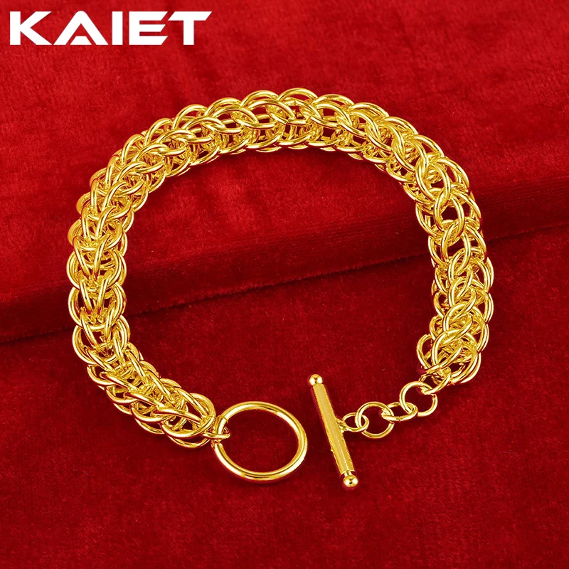 

KAIET 925 Sterling Silver Multiple Circles Chain Bracelet Plated With 18K Gold Wedding Party For Women Charm Fine Jewelry