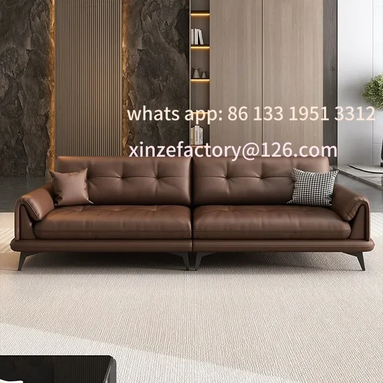 

Customizable New retro leather office sofa, business reception and leisure area to negotiate straight three-person sofa