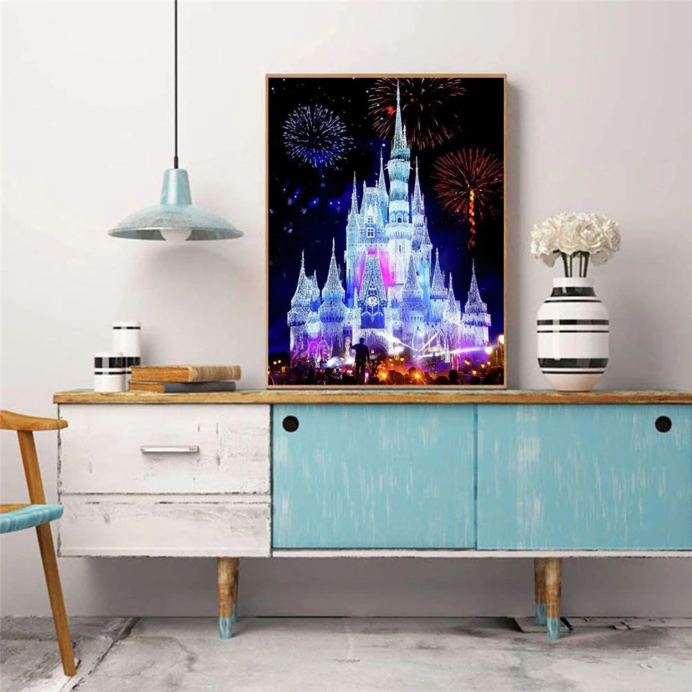 Diseny Castle 5D Diamond Painting Mickey Mouse DIY Full Round Diamond Embroidery Kit Handicraft Home Wall Decor Gift