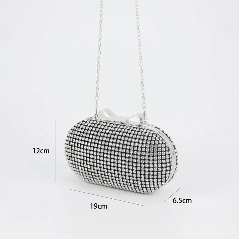 Bolso de noche con diamantes para mujer, diseño de marca de lujo con bandolera, brillante, para fiesta, 2024