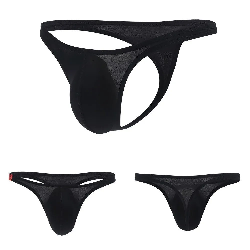 

Simple Low Rise Men's Thong U Convex Ultra-Thin Ice Silk Underpants See-through Quick Dry Bikini Briefs Intimate Wear