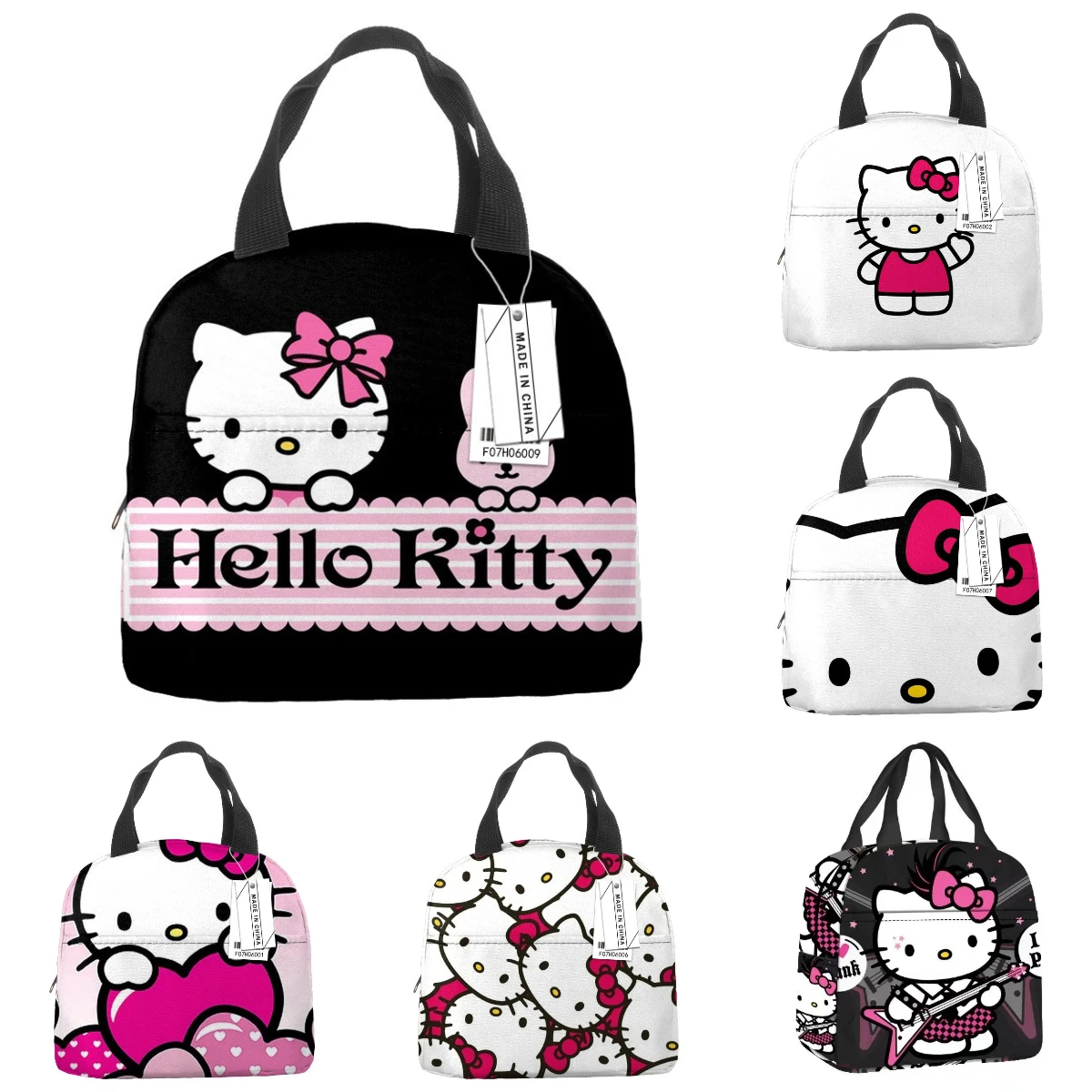 Sanrio Cartoon Cute Hello Kitty Lunch Bag Girl Large Capacit Portable KT Bento Bag Worker Waterproof Thermal Insulation Rice Bag