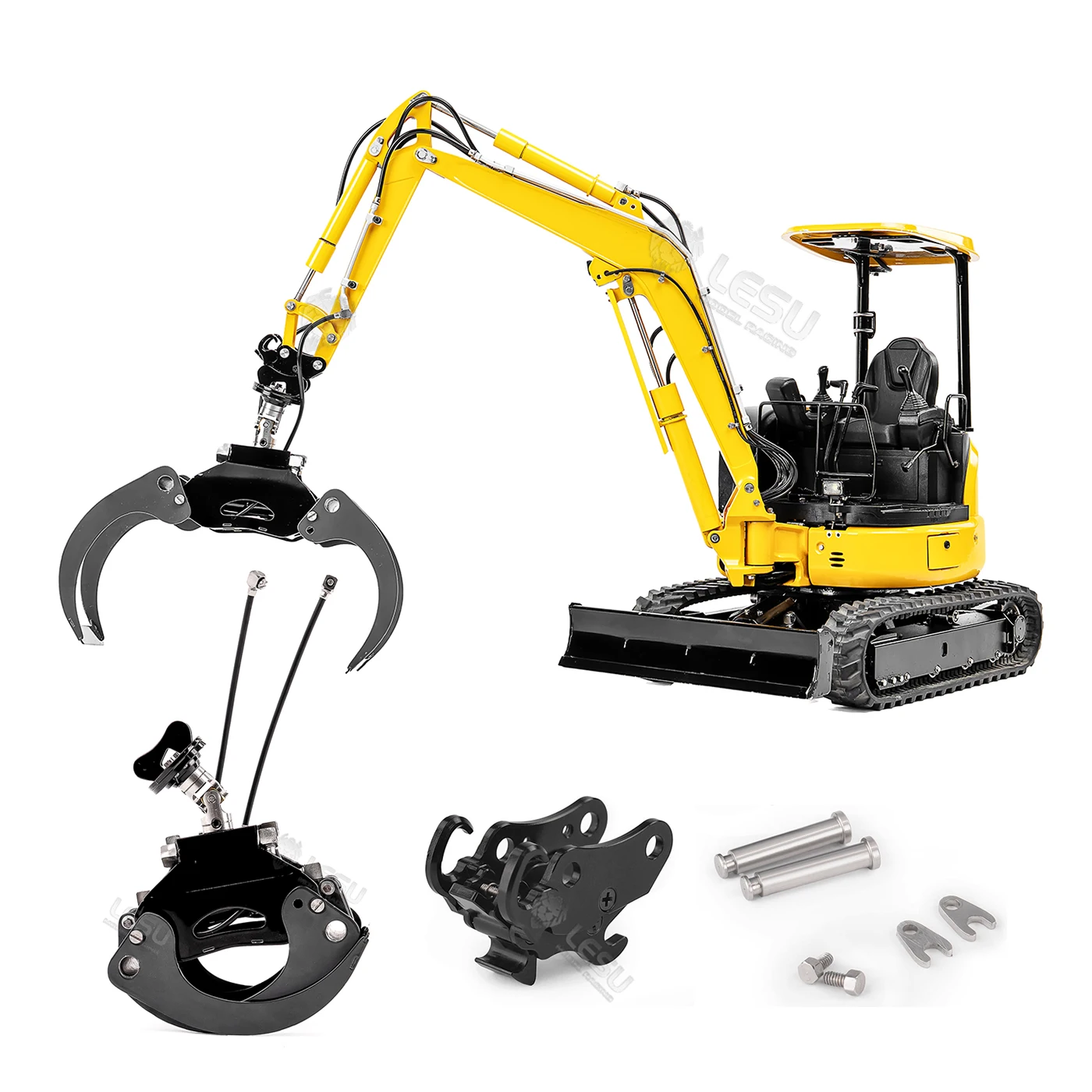 Metal Hydraulic Claw for 1/14 PC30 Hydraulic RC Mini Excavator Attachment Hydraulic Claw Quick Change Excavator Accessories