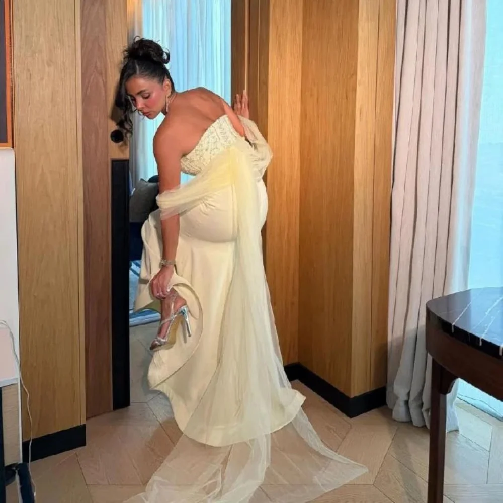 فستان سهرة رائع مزين بالدانتيل مخصص فستان حورية البحر الساحر للحفلات الراقصة أنيق بكشكشة فستان حفلات Fساتين Shres Fخمة 2025