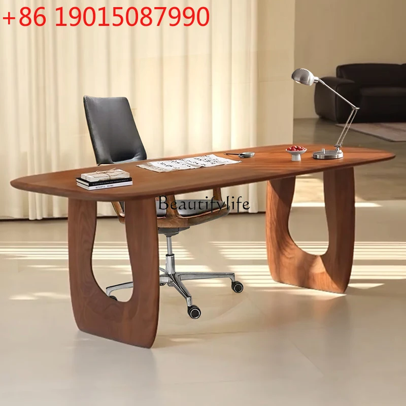 

Итальянский стол из массива дерева в стиле лёгкой роскоши, простой письменный стол для учебы, средневековый стол руководителя.