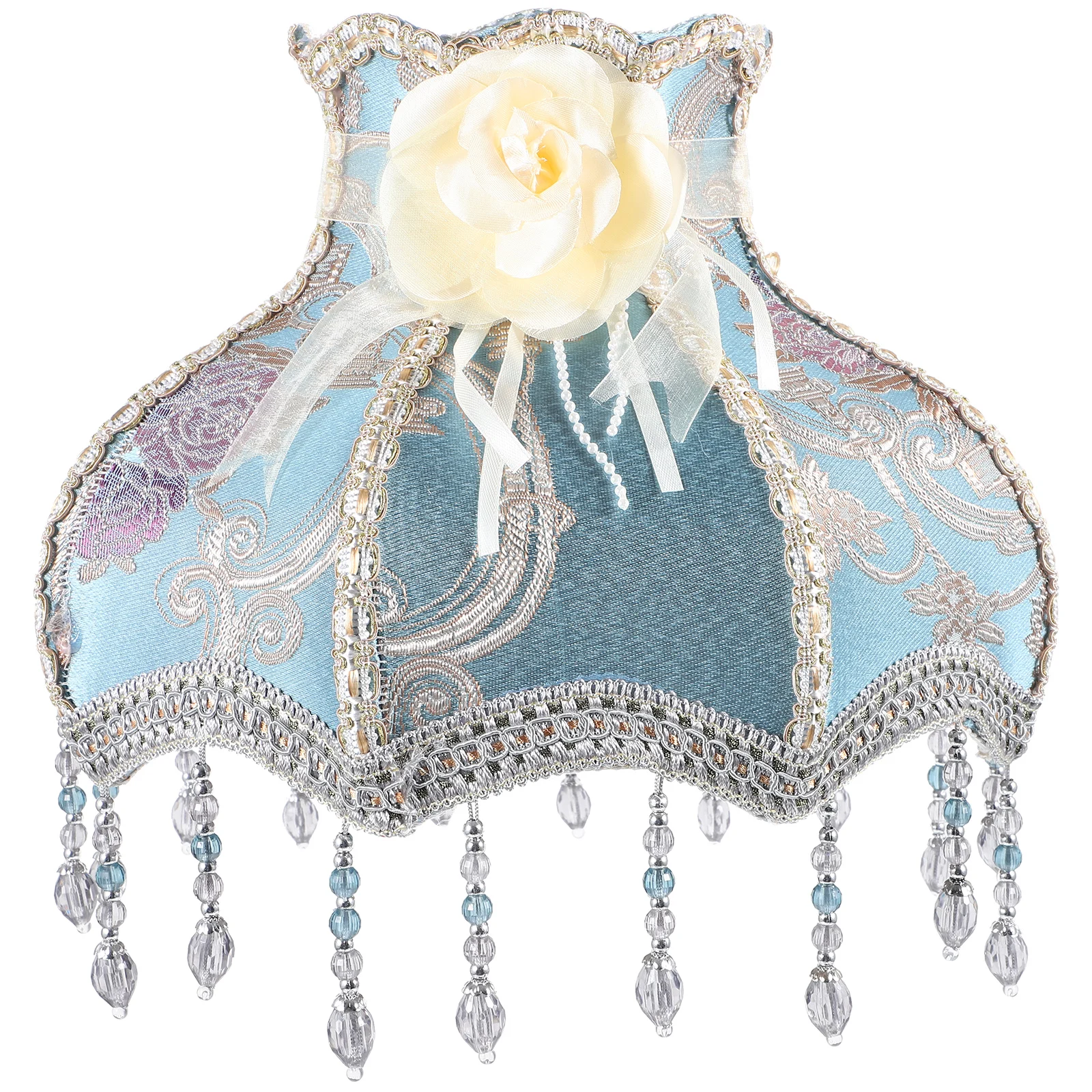 Romantic Lace Lampshade French Printed Purple Lilac Flower Vintage European Room Aesthetic Fringe Cloth Table Lamp Shades Unique