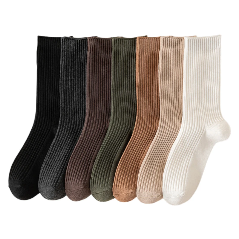 5 Pairs Per Lot Women Socks Long Casual New Autumn Warm Absorb Sweat Sport Girls Cotton Socks Solid Color Korean Style Multipack