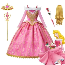 Disney Girls Sleeping Beauty Aurora Cosplay Princess Dress Kids Rapunzel Frozen Elsa Cinderella Costume Party Clothing 2-12Years