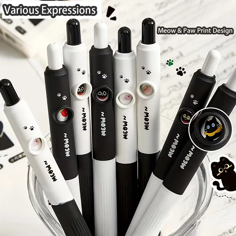 

4pcs Kawaii Cat Pens Paw 0.5mm Quick-Dry Black Ink-Smooth Writing Retractable Pens School Journaling Birthday Christmas Gift ﻿