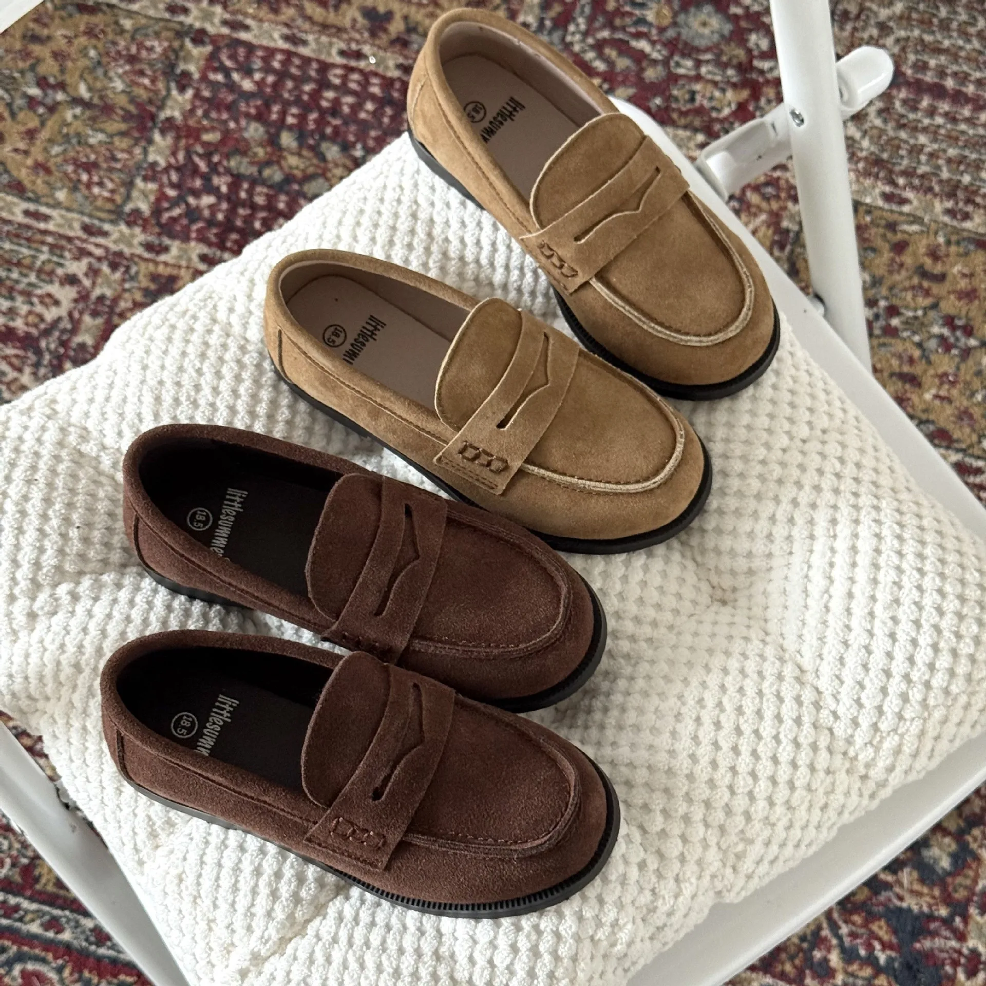 

Fashion Maillard Color Boys Leather Shoes Spring Autumn High-quality Suede Leather Children Casual Shoes Cowhide Girls Flats