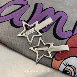 2pcs Hollow Metal Star Pentagram Hair Clip For Women Vintage Punk Sweet Cool Aesthetic Hairpin Hair Accessories