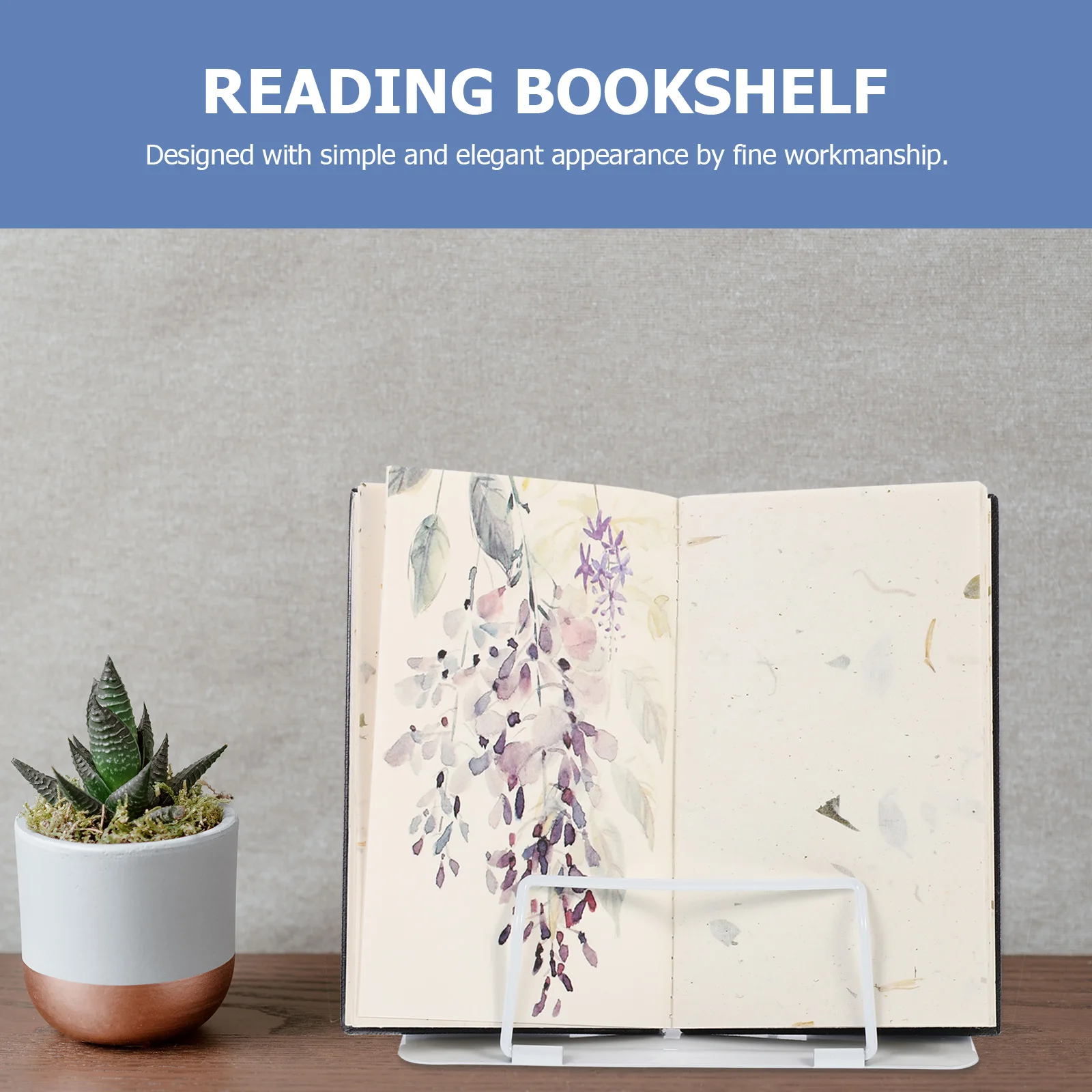 

Iron Book Stand Adjustable Reading Rack For Students Textbook Holder Desktop Bookshelf Hands-Free Book Rest Study Organizer