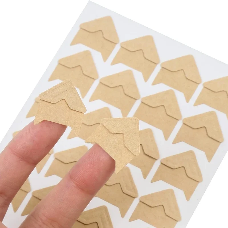 Photo Corner Sticker DIY Kraft Paper for Scrapbooking Decor Self Adhesive Picture Frame Journal Album Edging Corner Stickers