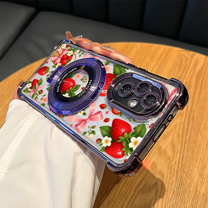 Cute Red Fruit Strawberry Phone Case For Tecno Spark 10 Pro 20C 50 GO 1 2 3 Slim Pop 8 9 Four Corners Anti Drop Clear Cover Capa